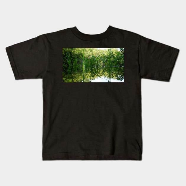 Grass Reflecting in the Water Kids T-Shirt by 1Redbublppasswo